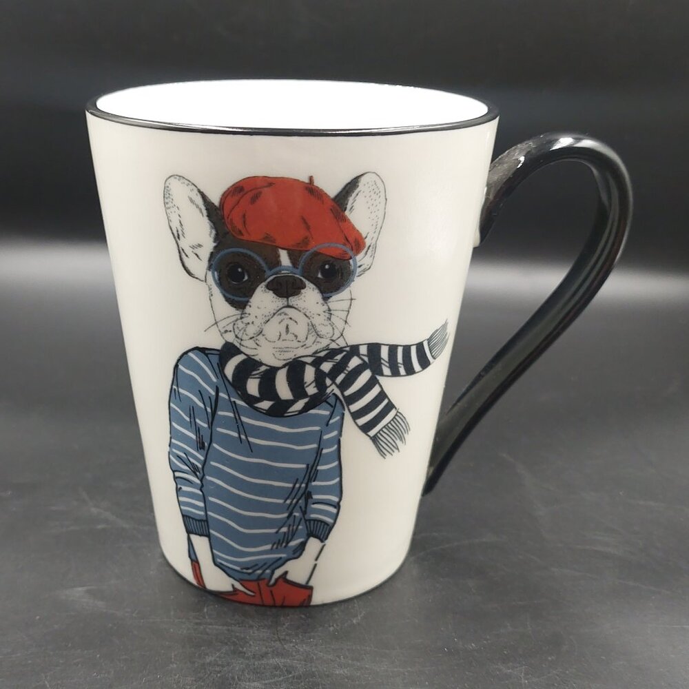 SIGNATURE HOUSEWARES Hipster Animal Coffee Mug French Bulldog In Beret & Glasses